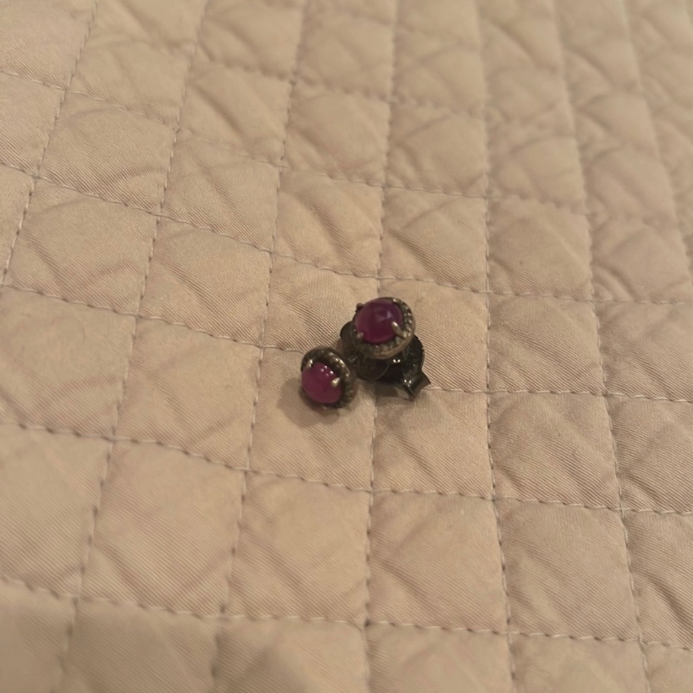 Ruby And Diamond Studs Overs Silver - image 1